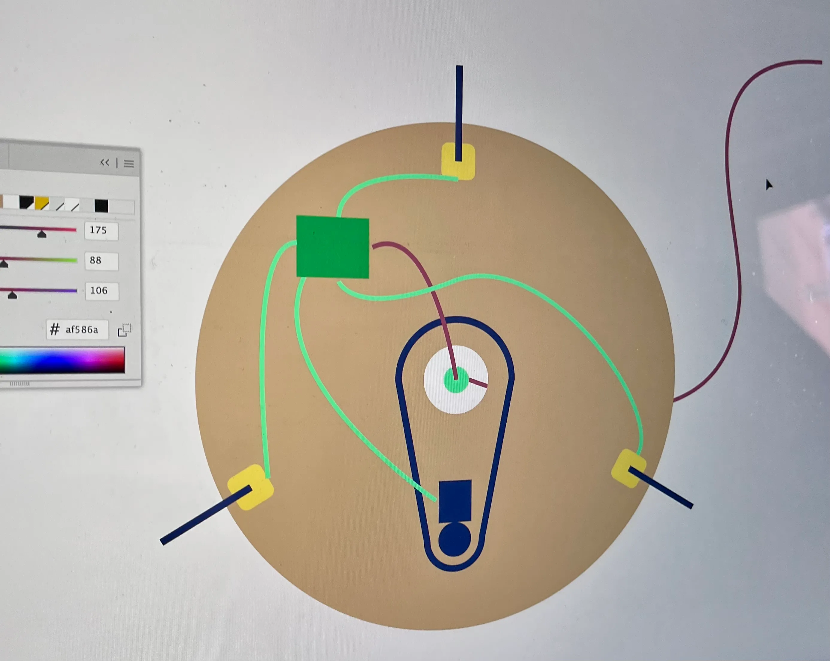 Digital overhead schematic of the base motor and belt-drive system