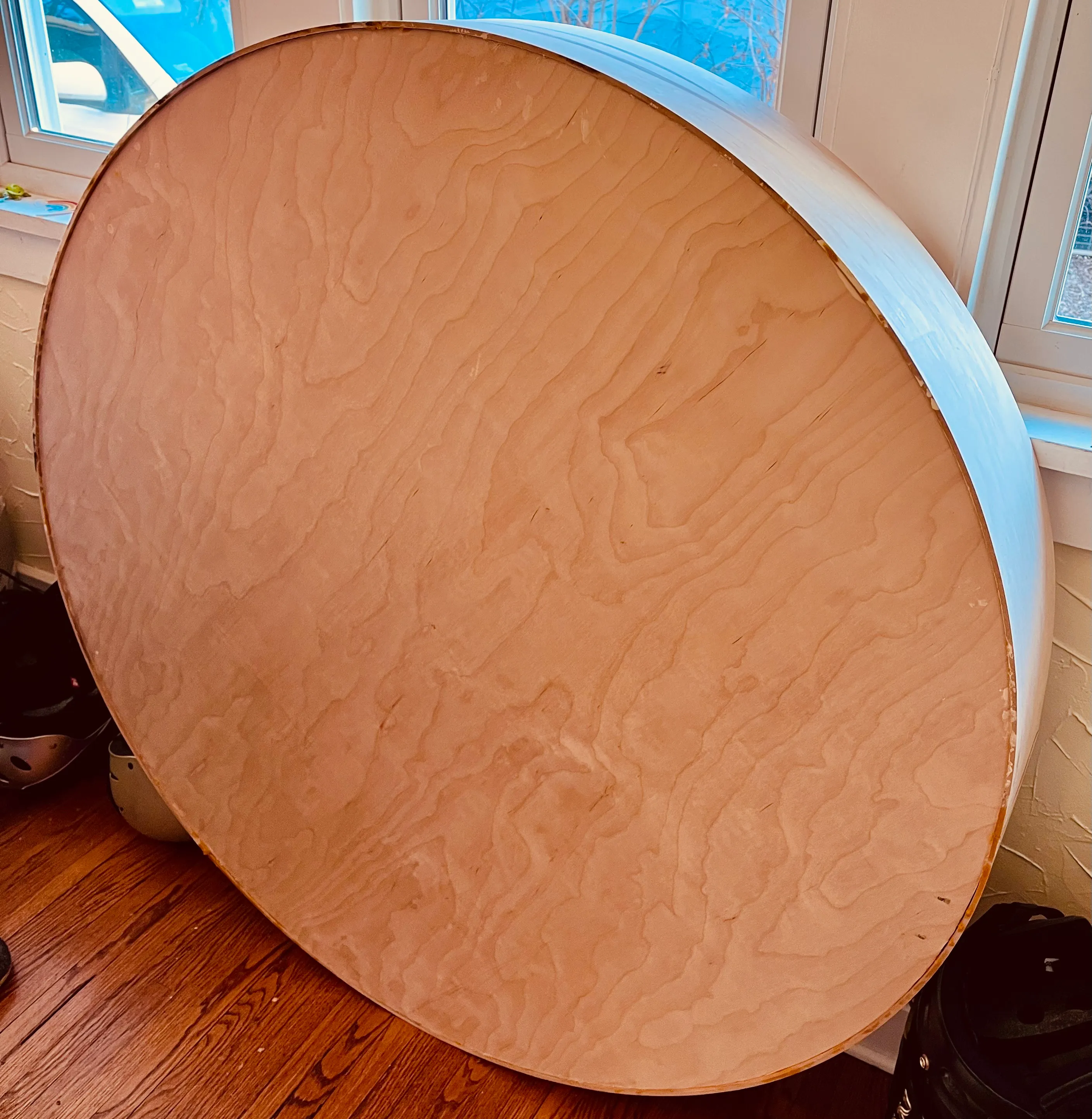 Finished circular plywood base.